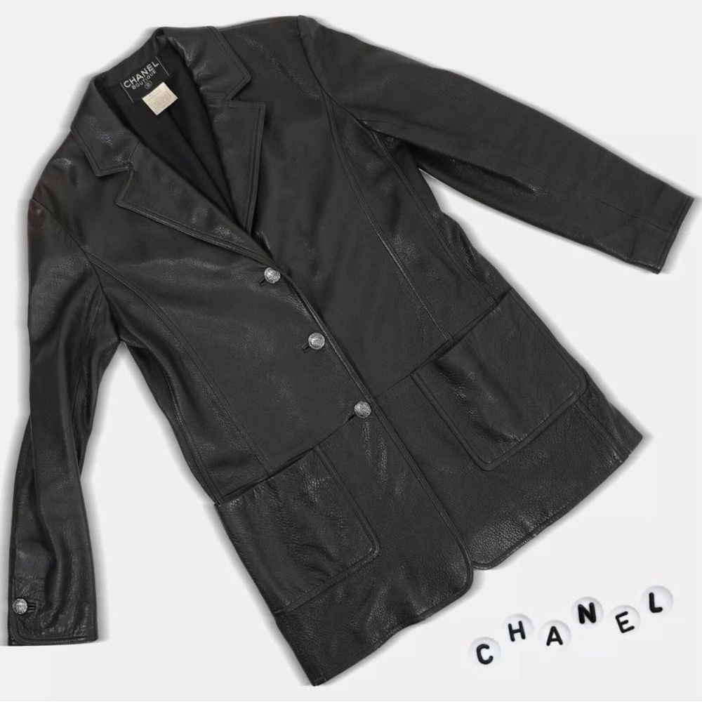 CHANEL LEATHER JACKET 1990s VINTAGE